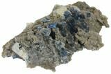 Cubic Blue Fluorite and Calcite on Druzy Quartz - Fluorescent! #128571-2